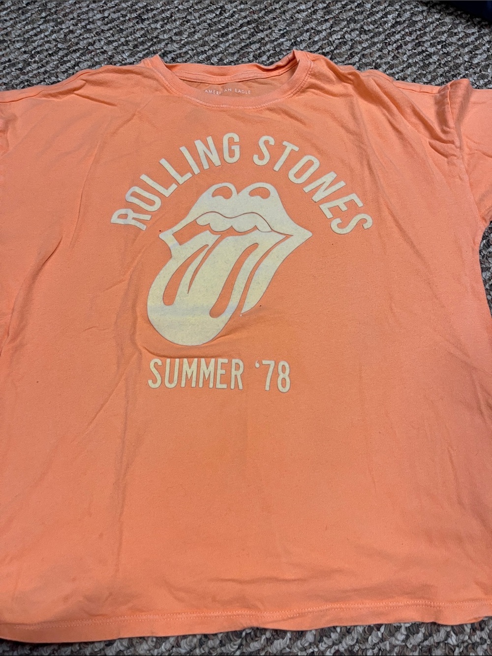 American Eagle Outfitters Peach Graphic Rolling Stones Tee